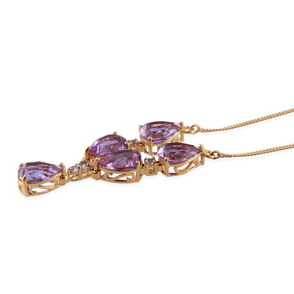 Lavender Alexite (Pear), Tanzanite Necklace (Size 18) in 14K Gold Overlay Sterling Silver 10.250 Ct.