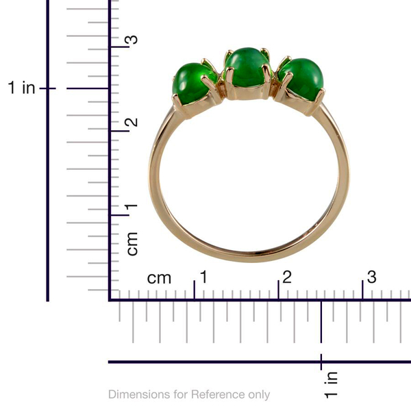 9K Y Gold Green Ethiopian Opal (Ovl) Trilogy Ring 1.750 Ct.