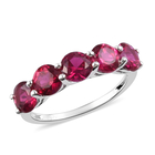Synthetic Ruby 5-Stone Look Ring (Size P) in Sterling Silver 3.25 Ct.