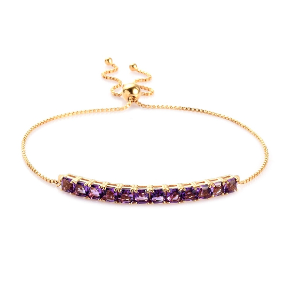 Amethyst Bolo Adjustable Bolo Bracelet in Gold Plated Silver 6.06 Grams 6.5 to 9 Inch