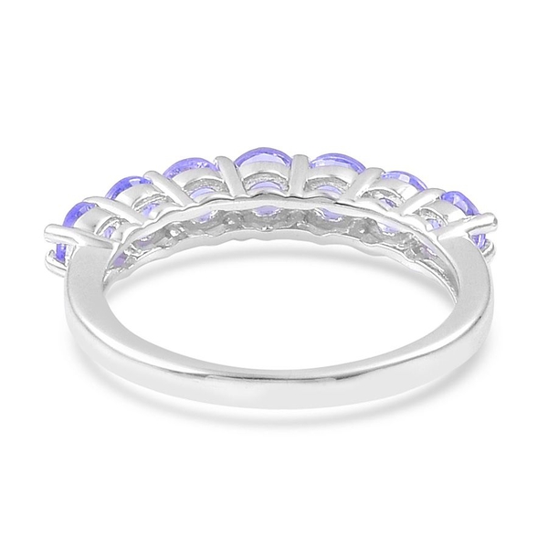Tanzanite (Rnd) 7 Stone Ring in Platinum Overlay Sterling Silver 1.250 Ct.