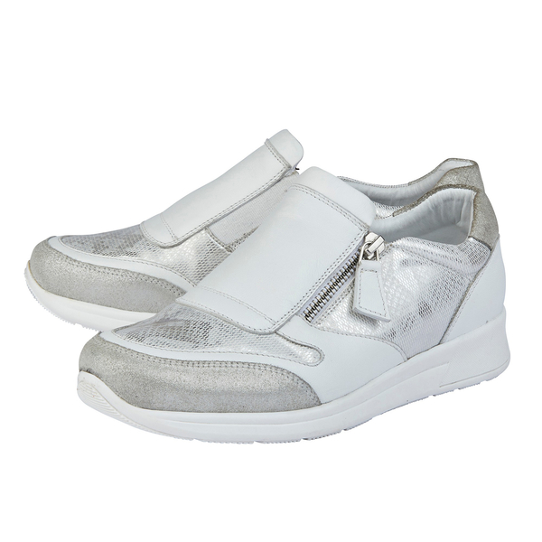 Lotus Stressless Leather Alicante Trainers (Size 4) - White and Silver