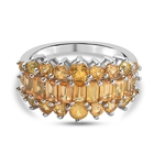 Yellow Sapphire Ring (Size K) in Platinum Overlay Sterling Silver 2.39 Ct.