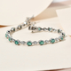 Premium Emerald and Natural Cambodian Zircon Bracelet (Size - 7) in Platinum Overlay Sterling Silver 3.11 Ct, Silver Wt. 9.20 Gms