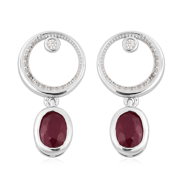African Ruby (FF) and Natural Cambodian Zircon Earrings (with Push Back) in Rhodium Overlay Sterling