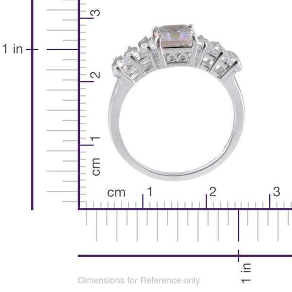 Mercury Mystic Topaz (Oct 1.75 Ct), White Topaz Ring in Platinum Overlay Sterling Silver 3.500 Ct.