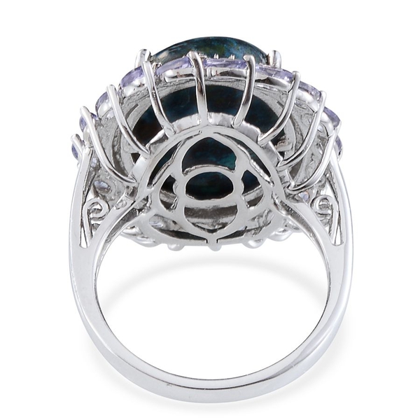 Table Mountain Shadowkite (Ovl 17.50 Ct), Tanzanite Ring in Platinum Overlay Sterling Silver 19.000 Ct.