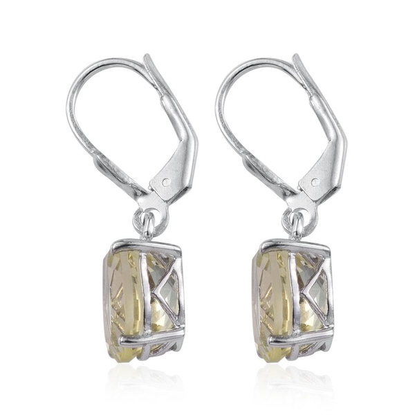 Natural Ouro Verde Quartz (Ovl) Lever Back Earrings in Platinum Overlay Sterling Silver 5.000 Ct.
