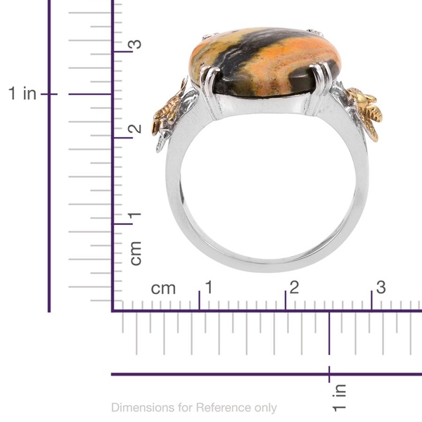 Bumble Bee Jasper (Ovl) Ring in Platinum and Yellow Gold Overlay Sterling Silver 17.000 Ct.
