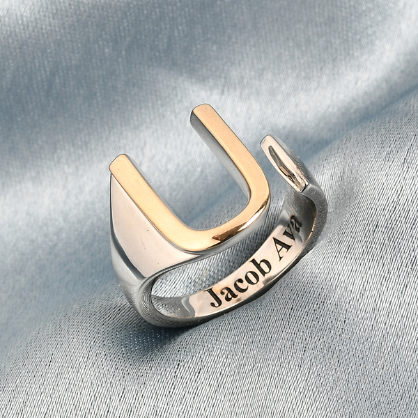 Personalised Engravable initial U Ring
