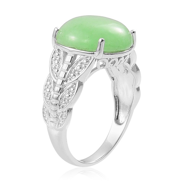Chinese Green Jade (Rnd) Ring in Platinum Overlay Sterling Silver 12.750 Ct.
