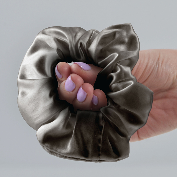 Set of 2 - 100% Mulberry Silk Front Side- Pillowcase,(50x75cm) Eye Mask (23.5x10.5cm) - Dark Grey