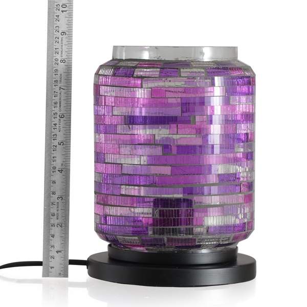 Home Decor - Handicraft Mosaic Glass Lamp in Two Tone Purple