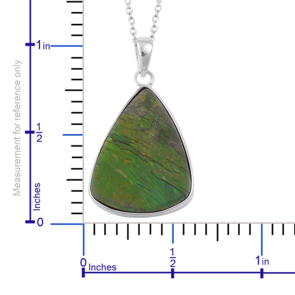 (Option 2) Canadian Ammolite Pendant With Chain in Rhodium Plated Sterling Silver 13.260 Ct.