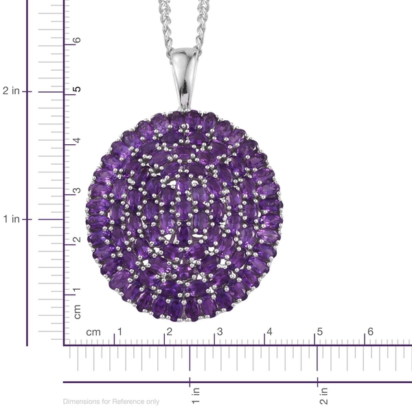 AA Lusaka Amethyst (Ovl) Cluster Pendant With Chain in Platinum Overlay Sterling Silver 17.000 Ct.