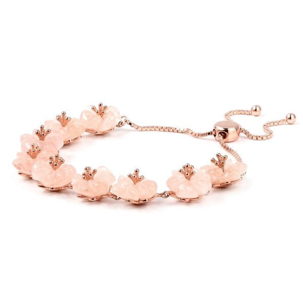 Jardin Collection-Extremely Rare Hand Carved Marropino Morganite Floral Bracelet (Size 6.5 to 8) in Rose Gold Overlay Sterling Silver 42.50 Ct.