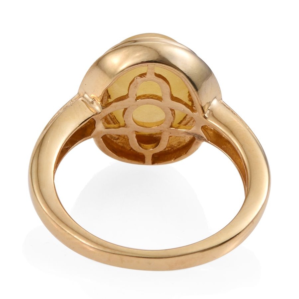 Yellow Jade (Ovl) Solitaire Ring in 14K Gold Overlay Sterling Silver 4.500 Ct.