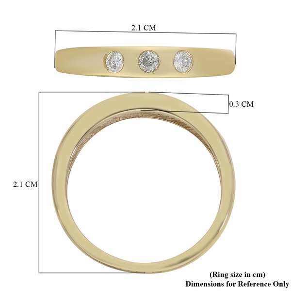 9K Yellow Gold SGL Certified White Diamond (I3/G-H) Ring in Rhodium Overlay 0.15 ct,  Gold Wt. 2.25 Gms  0.150  Ct.