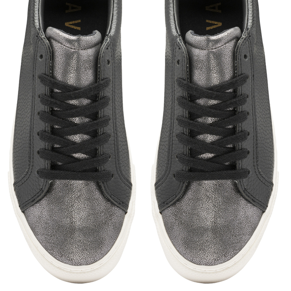 RAVEL Pearl Lace-Up Trainers (Size 3) - Black & Pewter