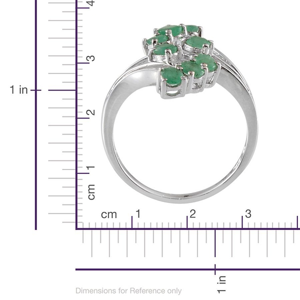 Kagem Zambian Emerald (Ovl) Crossover Ring in Platinum Overlay Sterling Silver 1.000 Ct.