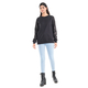 TAMSY Cotton Sequin Sleeve Fleece Sweatshirt - Black
