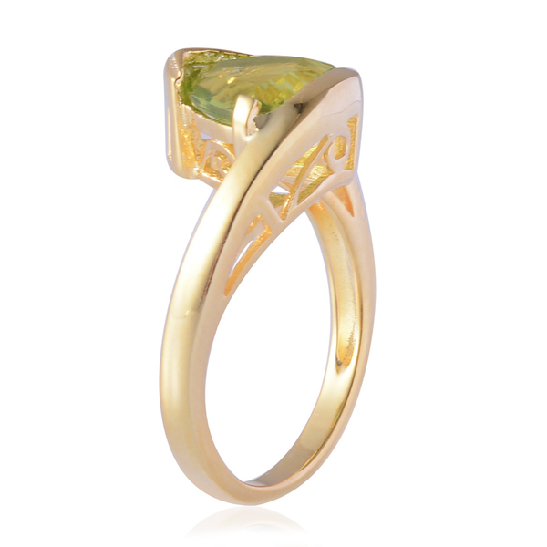 AA Hebei Peridot (Trl) Solitaire Ring in Yellow Gold Overlay Sterling Silver 2.500 Ct.