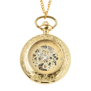 GENOA Automatic Mechanical Movement Skeleton Water Resistant Pocket Watch with Chain (Size 30) and O