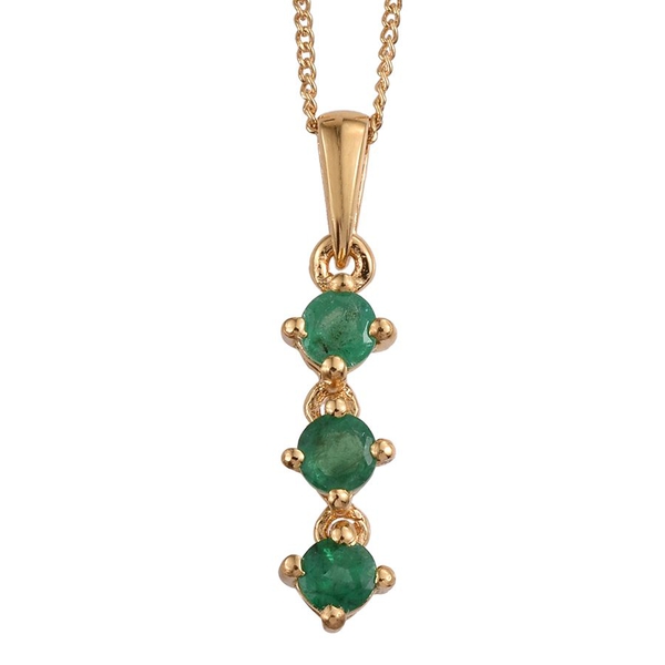 0.50 Carat Brazilian Emerald Trilogy Pendant with Chain in Gold Plated Sterling Silver 1.51 Grams