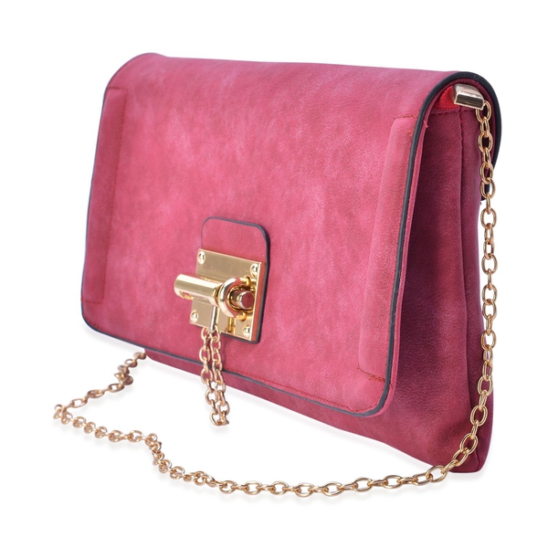 Pink Colour Crossbody Bag with Chain Strap (Size 29x16 Cm)