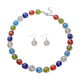 2 Piece Set - Multi Colour Murano Beads & Simulated White Moonstone Necklace (Size 20 with 2 inch Ex
