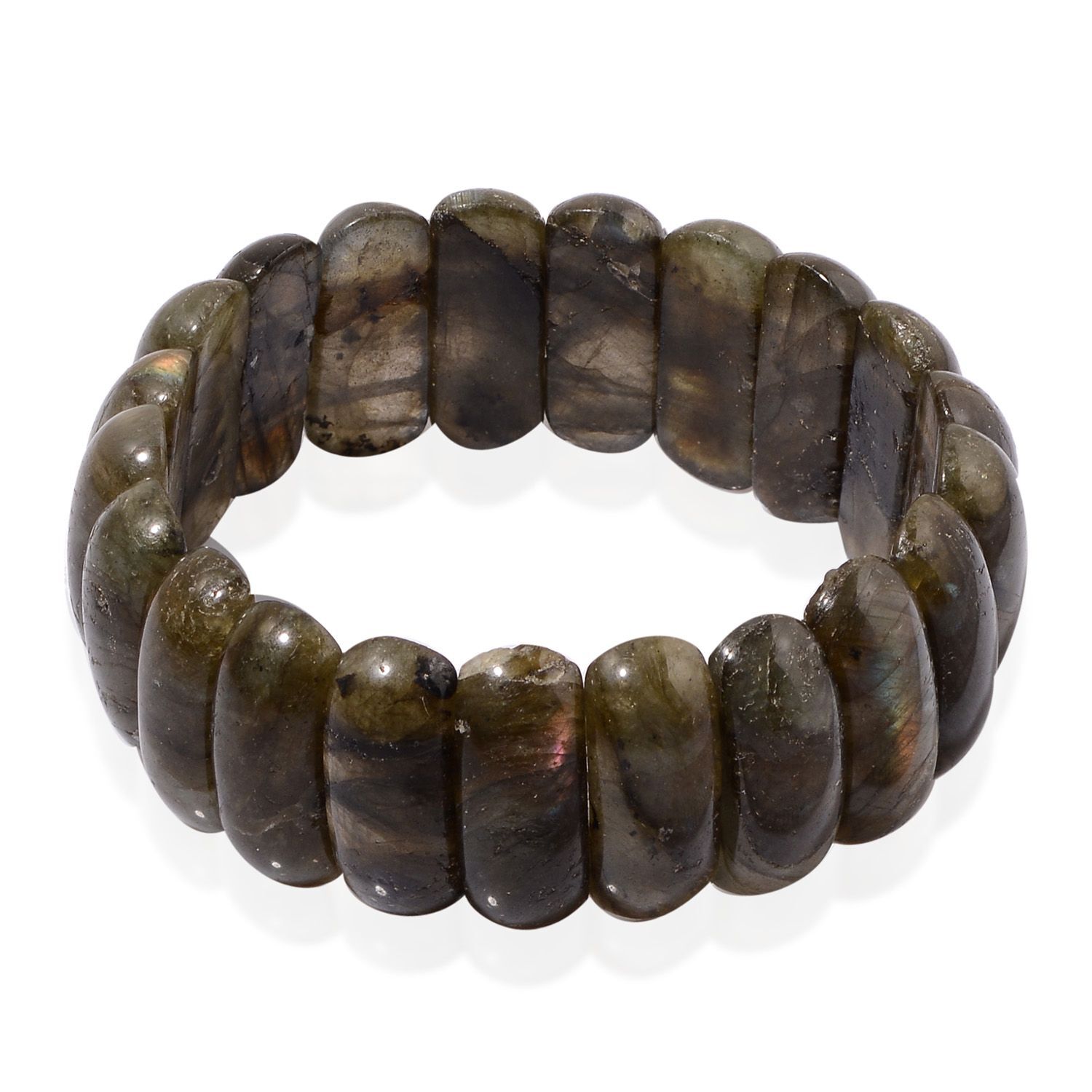 Rare Shape Labradorite Stretchable Bracelet (Size 7.5) 350.000 Ct.