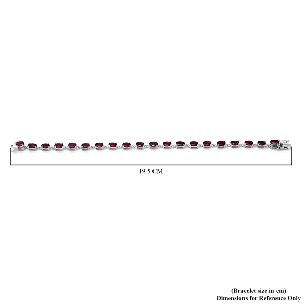Rhodolite Garnet Bracelet (Size 8) in Rhodium Overlay Sterling Silver 10.56 Ct, Silver wt. 6.23 Gms