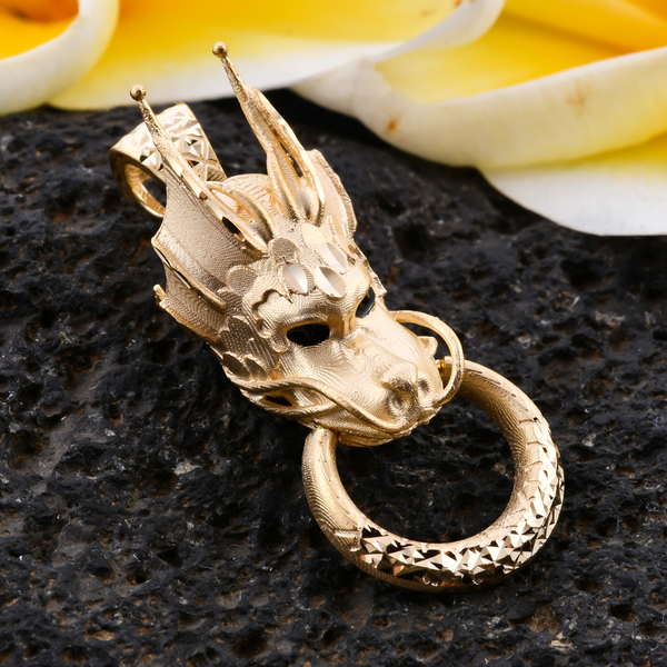 Designer Close Out - Royal Bali Collection 9K Yellow Gold Dragon Pendant