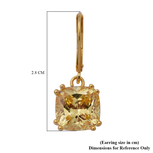 ELANZA Simulated Swiss Star Canary Diamond Lever Back Earrings in Yellow Gold Overlay Sterling Silver