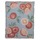 100% Cotton Jacquard Woven Citrus Fruit Print Throw with Fringes (Size 155x125 Cm) - Blue & Orange