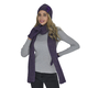 3 Piece Set - 100% Acrylic Knitted Scarf (Size 198x28Cm), Hat (Size 22x15Cm) and Gloves (Size 21x6Cm) - Dark Purple
