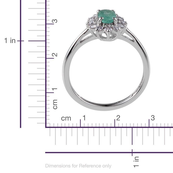 14K White Gold Boyaca Colombian Emerald (Ovl), White Diamond Ring 0.750 Ct.
