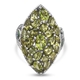 Natural Hebei Peridot Cluster Enamelled Ring in Platinum Overlay Sterling Silver 6.39 Ct, Silver wt.