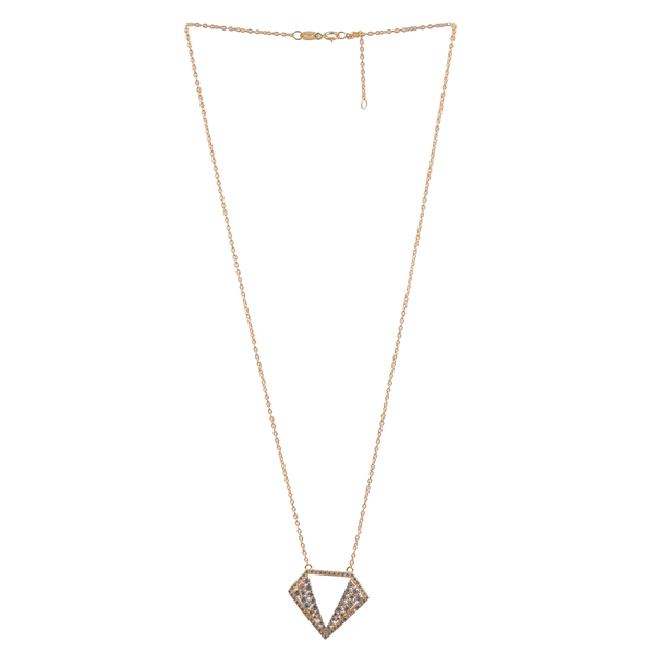 JCK Vegas Collection ELANZA AAA Simulated Diamond (Rnd) Pendant With Chain (Size 18) in 14K Gold Ove