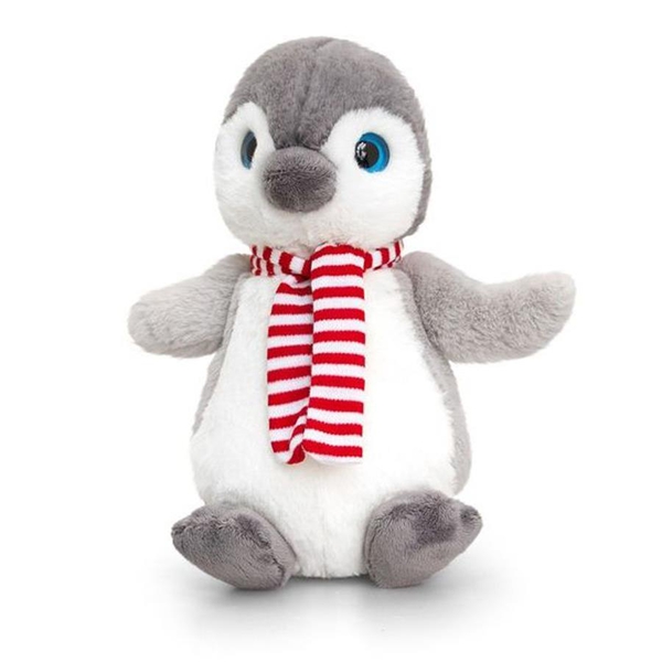 Keel Toys - Grey and White Colour Penguin with Red and White Colour Scarf (Size 20 Cm)