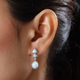 Larimar Dangling Earrings in Platinum Overlay Sterling Silver 6.38 Ct.
