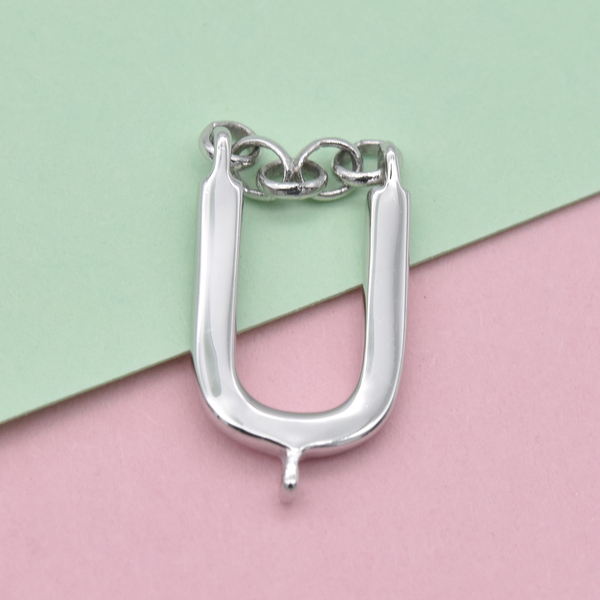 Platinum Overlay Sterling Silver Initial U Charm