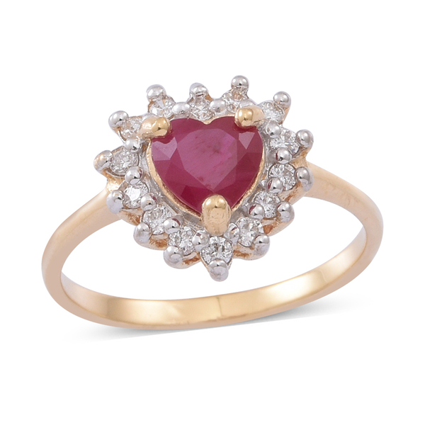 Collectors Edition ILIANA 18K Y Gold Ruby (Hrt 1.00 Ct) Diamond Ring 1.250 Ct.