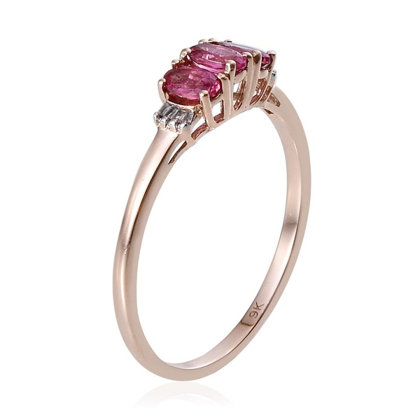9K Rose Gold Mahenge Rose Spinel (Ovl), Diamond Ring 1.000 Ct.