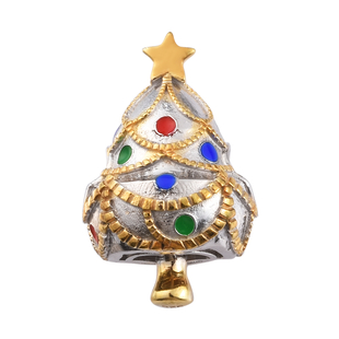 Charmes De Memoire Platinum Overlay Sterling Silver Enamelled Star Christmas Tree Charm, Silver wt 5