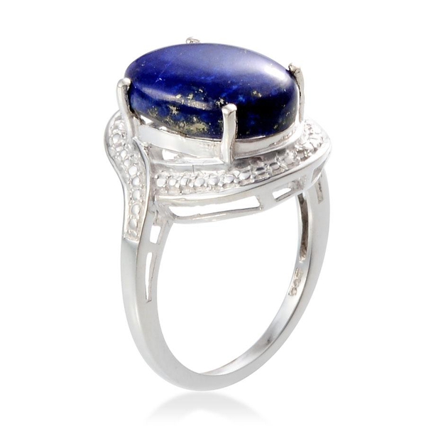 Lapis Lazuli (Ovl 4.00 Ct), Diamond Ring in Sterling Silver 4.010 Ct.