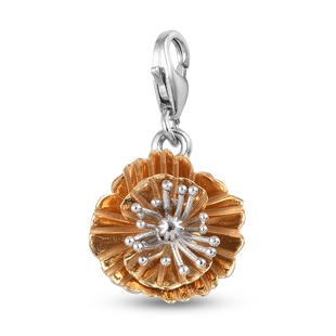 Poppy August Birth Flower Charm in Platinum and Gold Plated Sterling Silver
