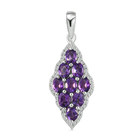 Moroccan Amethyst and Natural Cambodian Zircon Pendant in Platinum Overlay Sterling Silver 1.77 Ct.
