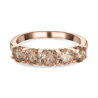 14K Rose Gold Natural Champagne Diamond 5 Stone Ring (Size Q) 2.00 Ct.