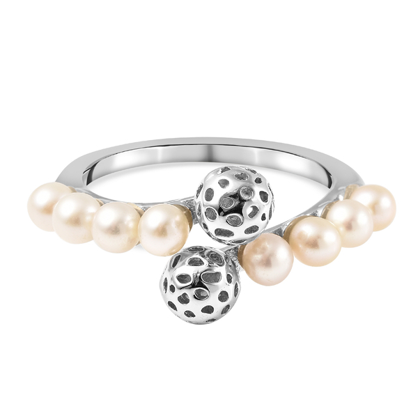 Rachel Galley Globe Pearl Collection - Freshwater Pearl Bypass Ring in Rhodium Overlay Sterling Silver